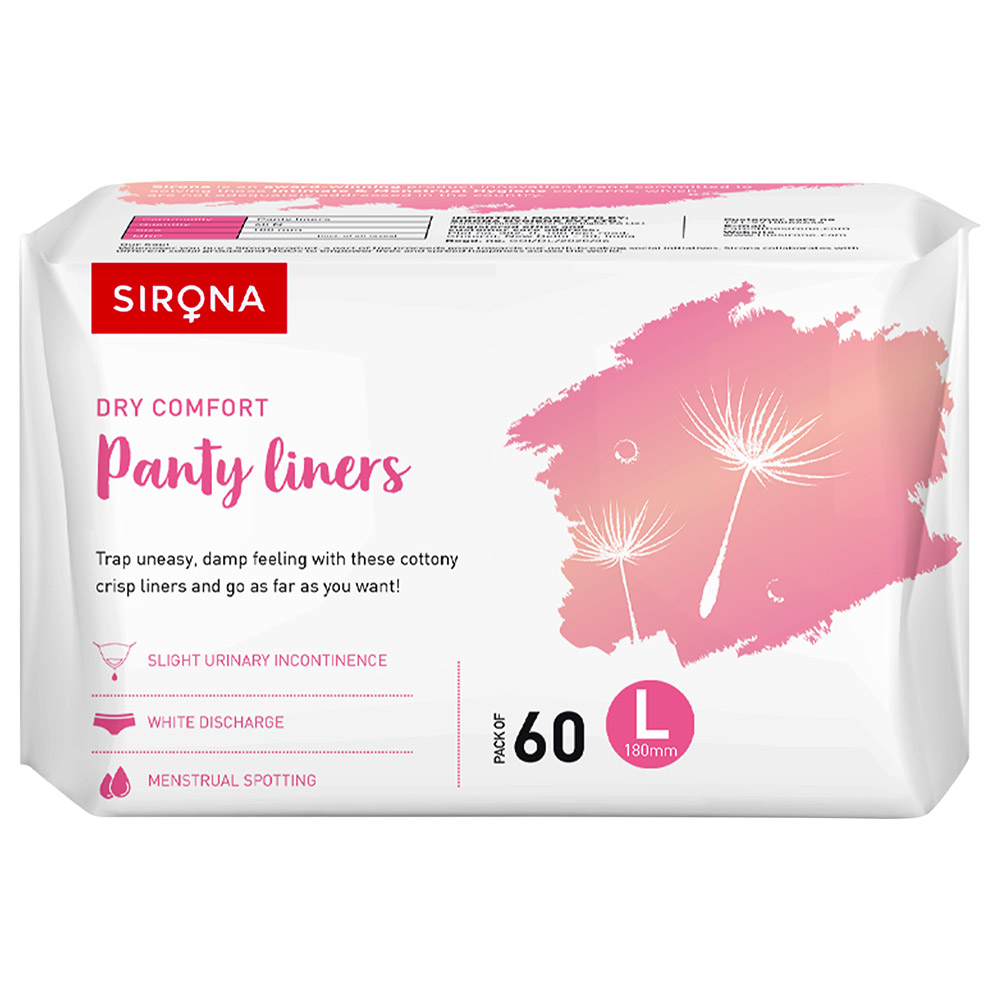 Sirona Dry Comfort Panty Liners Large, 60 Liners