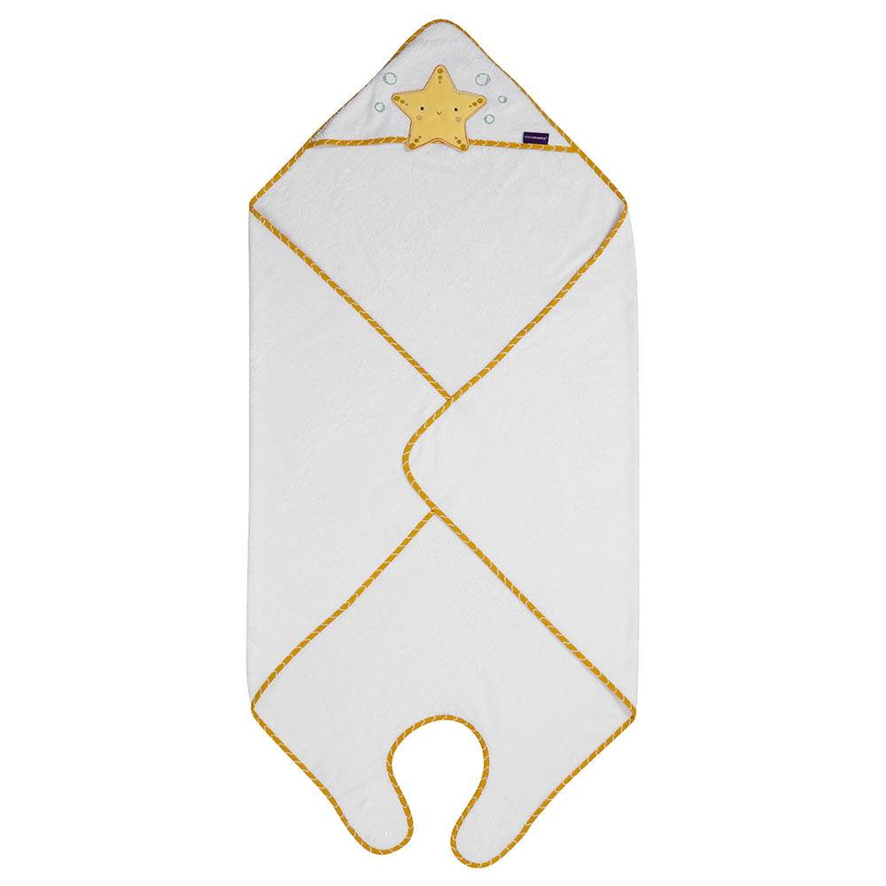 Clevamama Bamboo Apron Baby Bath Towel White/Honey