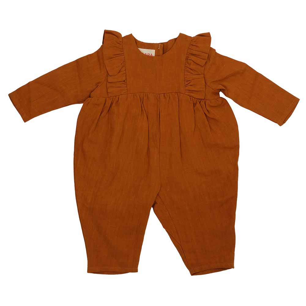 Kyara Pure Linen Jumpsuit Brown