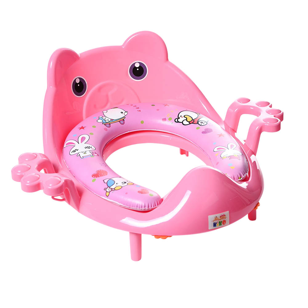 كيكو - مقعد تدريب على استخدام المرحاض مع مقبض - وردي غامق