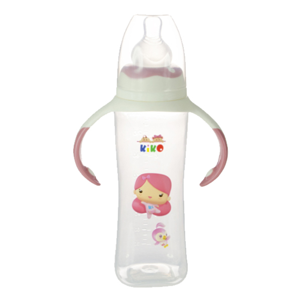 Kiko - Feeding Bottle With Silicone Nipple - Pink - 250 ml