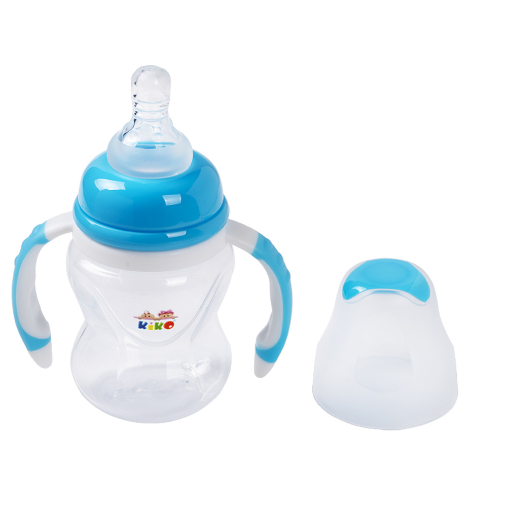 Kiko - Silicon Nipple Feeding Bottle 1 With Handle - Blue - 120 ml