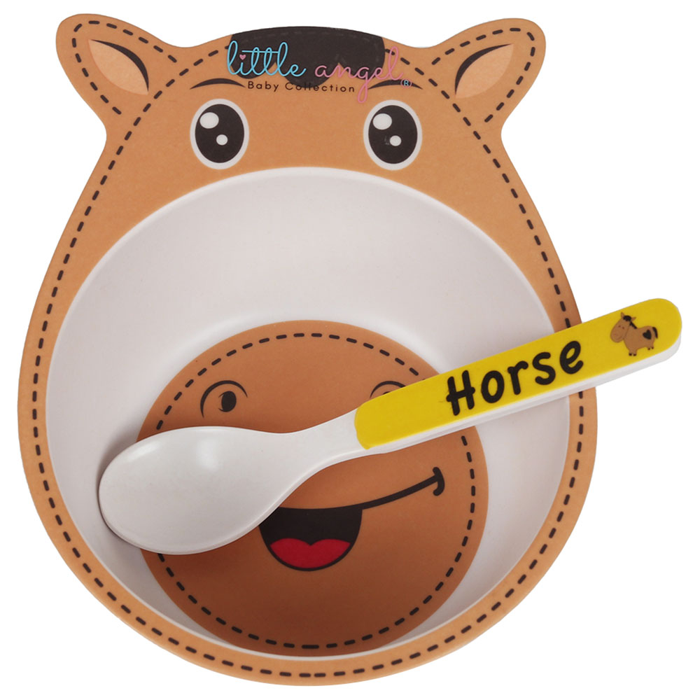 Little Angel Kids Horse Cute Cartoon Bowl With Spoon Set