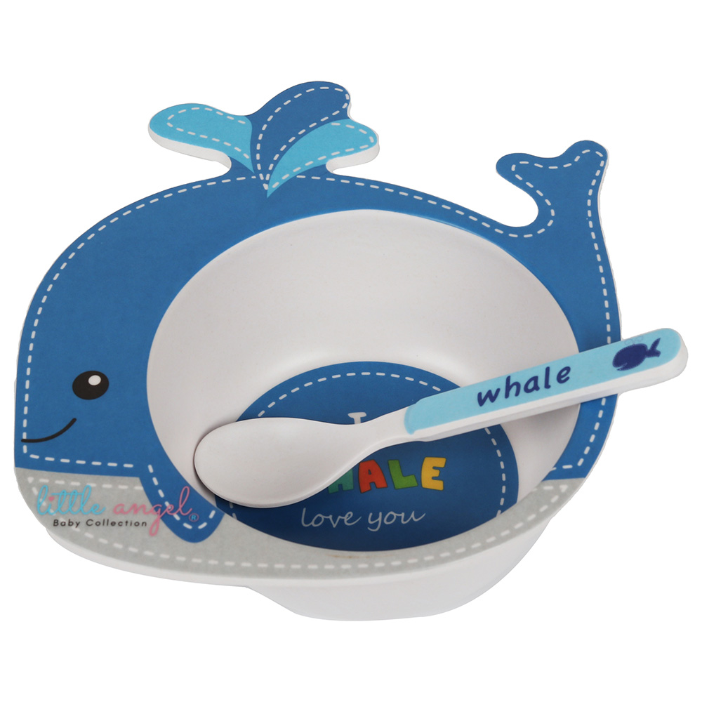 Little Angel Kids Whale Cute Cartoon Bowl With Spoon Set