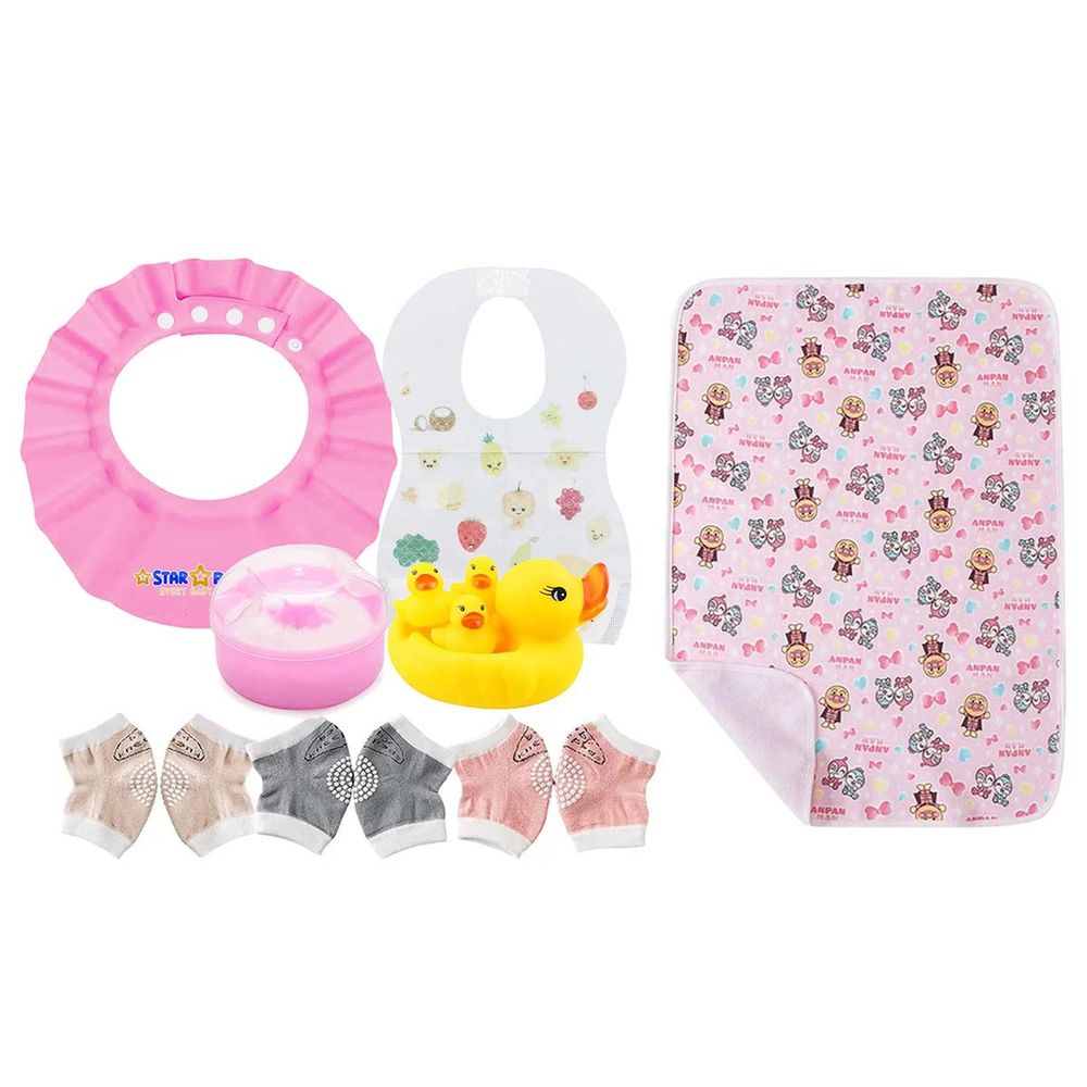 Star Babies - Baby Essentials 5pcs With Reusable Changing Mat Printed - Pink