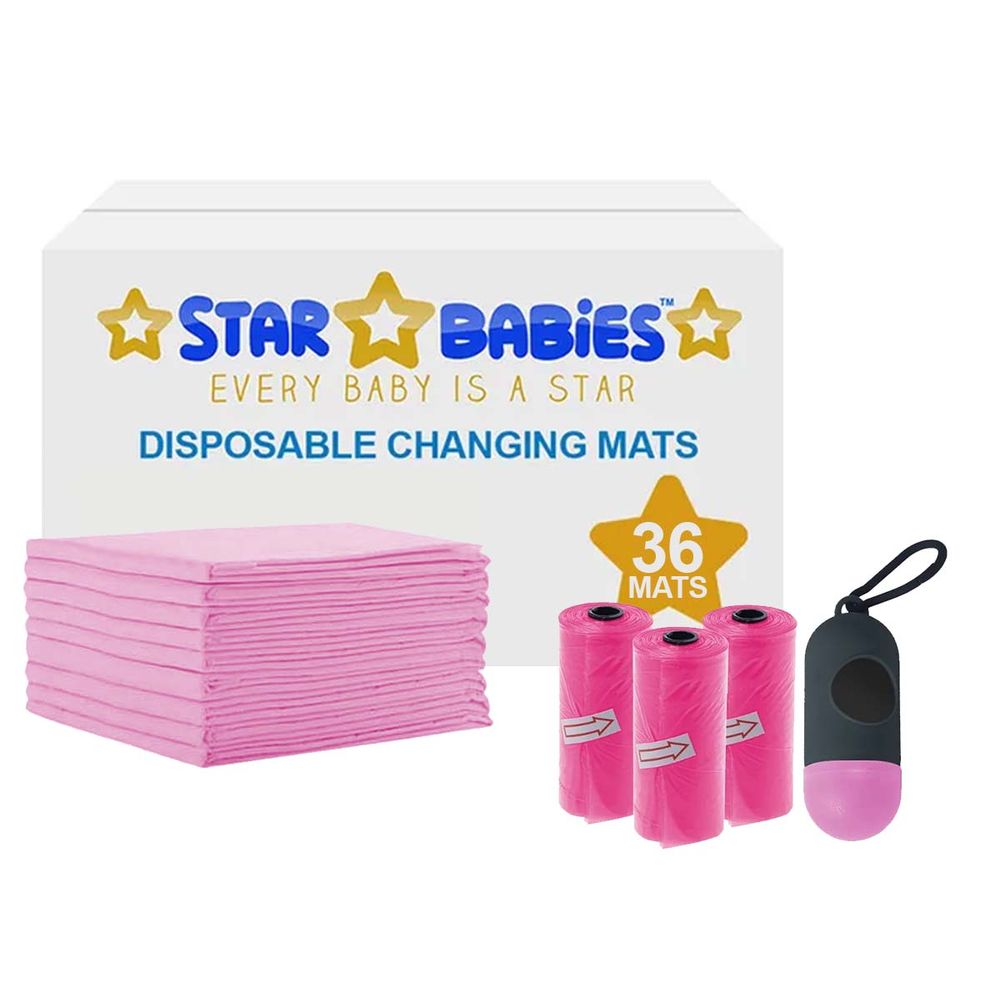 Star Babies - Disposable Changing Mat & Scented Bag With Dispenser - 45pcs - Pink