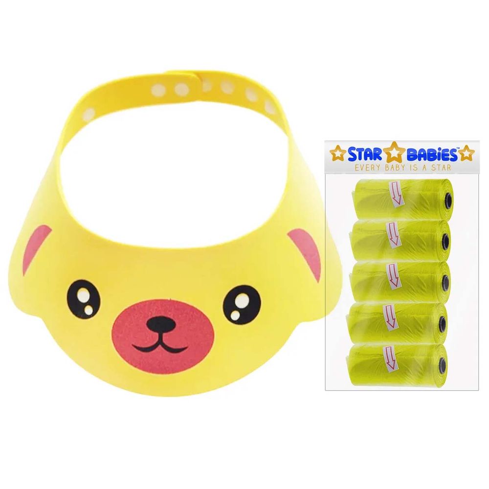 Star Babies - Disposable Scented Nappy Bag - 75pcs with Shower Cap - Yellow