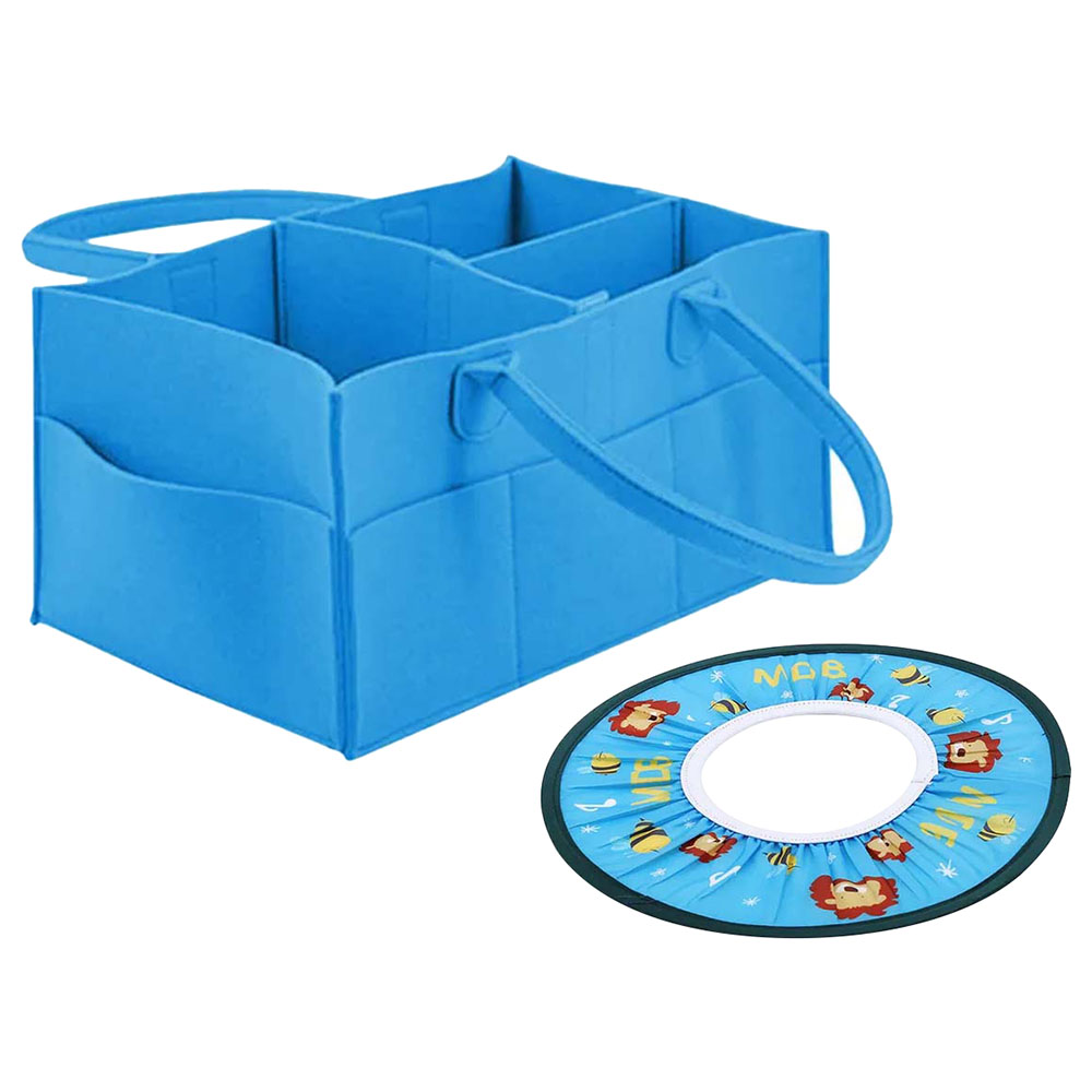 Star Babies - Regular Diaper Caddy Organizer with Shower Cap - Green/Light Blue