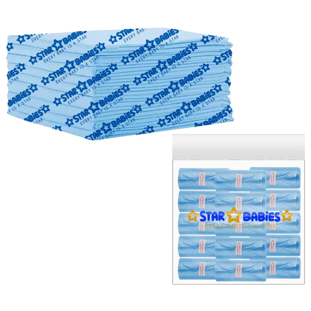 Star Babies - Disposable Changing Mat with Scented Bag - 15pcs - Blue