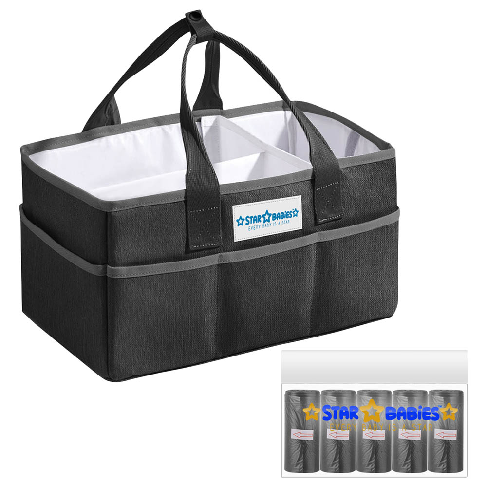 Star Babies - Caddy Diaper Bag Organizer with Scented Bag 5pcs - White/Black