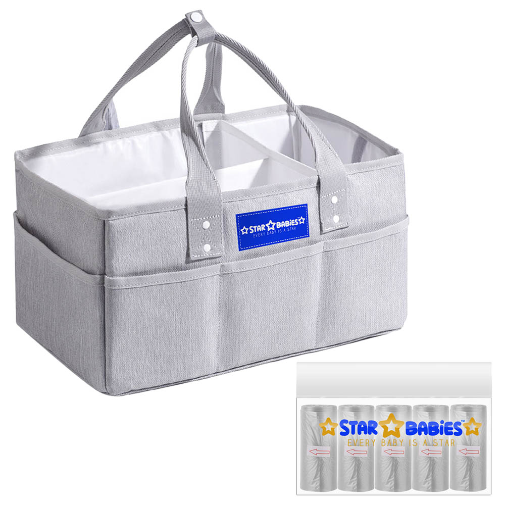 Star Babies - Caddy Diaper Bag Organizer with Scented Bag 5pcs - Grey/White