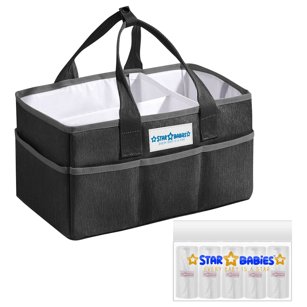 Star Babies - Caddy Diaper Bag Organizer with Scented Bag 5pcs - Black/White