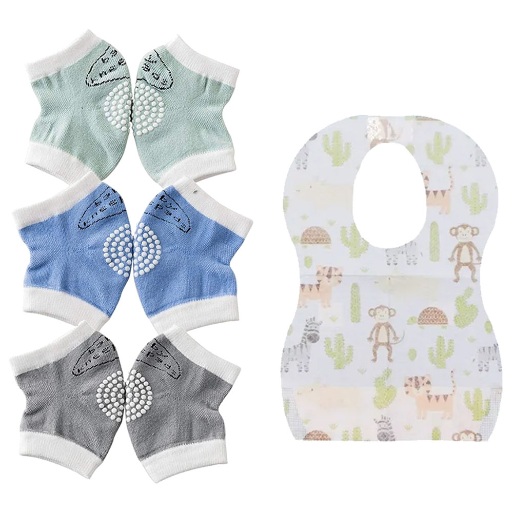Star Babies - Boys Disposable Bibs 10pcs with Baby Kneepad 3pcs