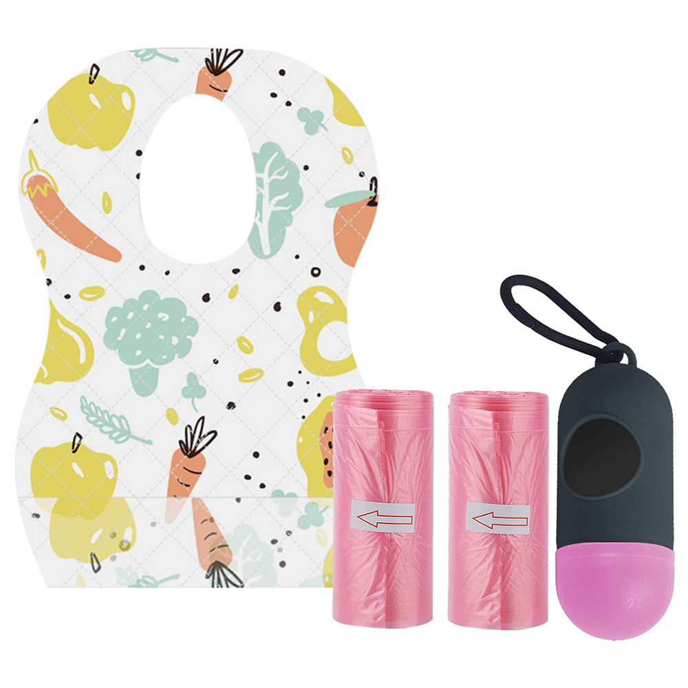 Star Babies - Disposable Bibs Fruits Print 5pcs With Scented Bag 2pcs & Dispenser - Pink