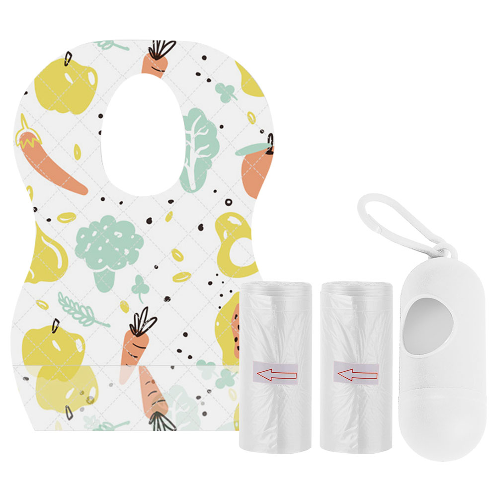 Star Babies - Disposable Bibs Fruits Print 5pcs With Scented Bag 2pcs & Dispenser - White