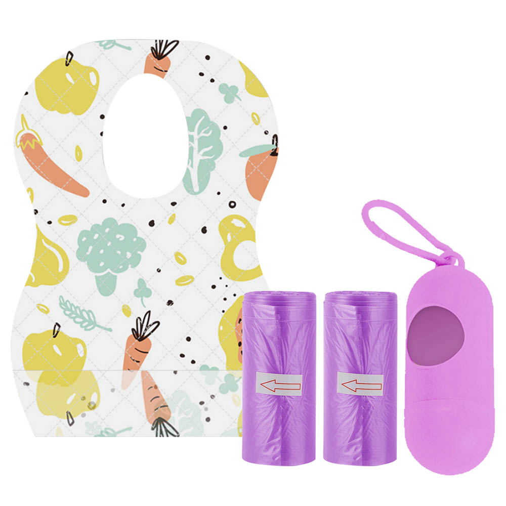 Star Babies - Disposable Bibs Fruits Print 5pcs With Scented Bag 2pcs & Dispenser - Lavender