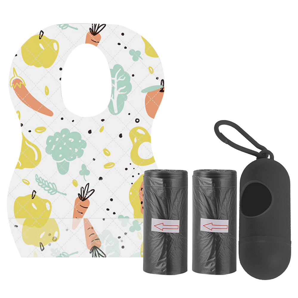 Star Babies - Disposable Bibs Fruits Print 5pcs With Scented Bag 2pcs & Dispenser - Black