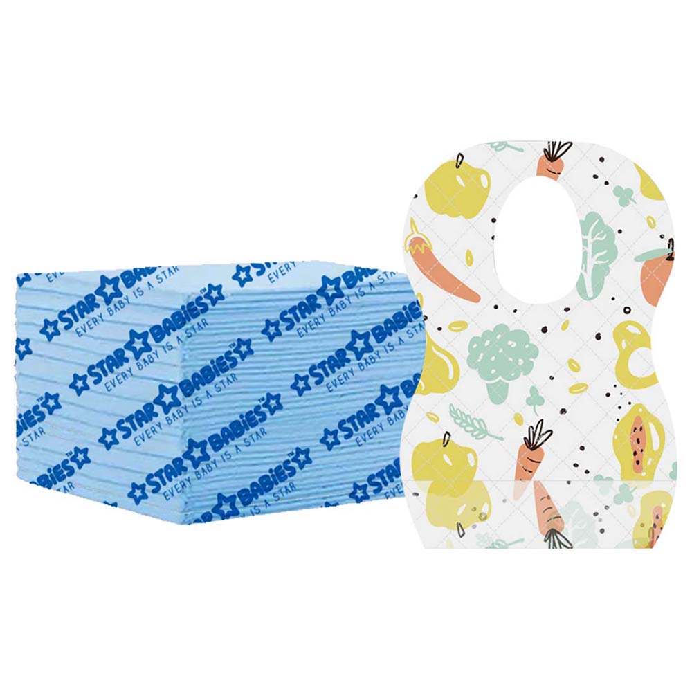 Star Babies - Disposable Bibs Fruits Print 15pcs With Changing Mat 15pcs - Blue