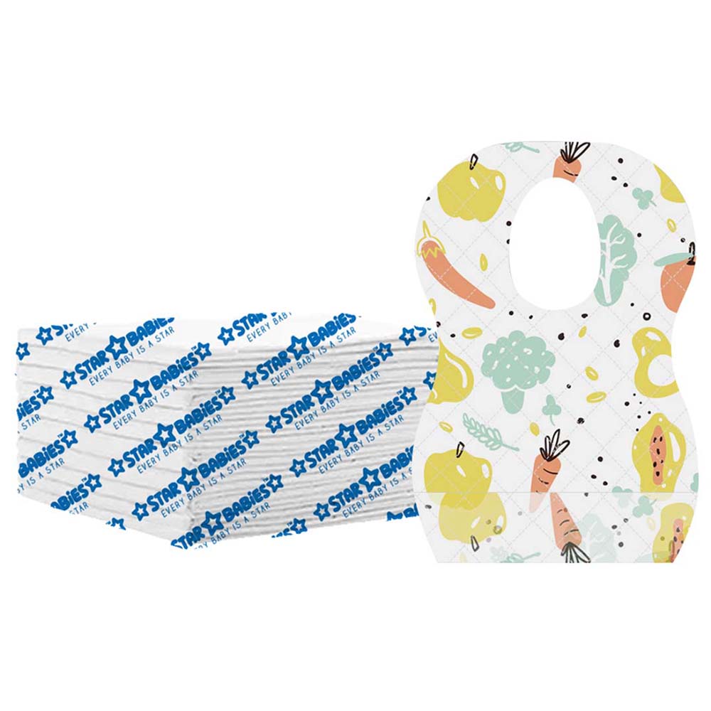 Star Babies - Disposable Bibs Fruits Print 10pcs With Changing Mat 10pcs - White