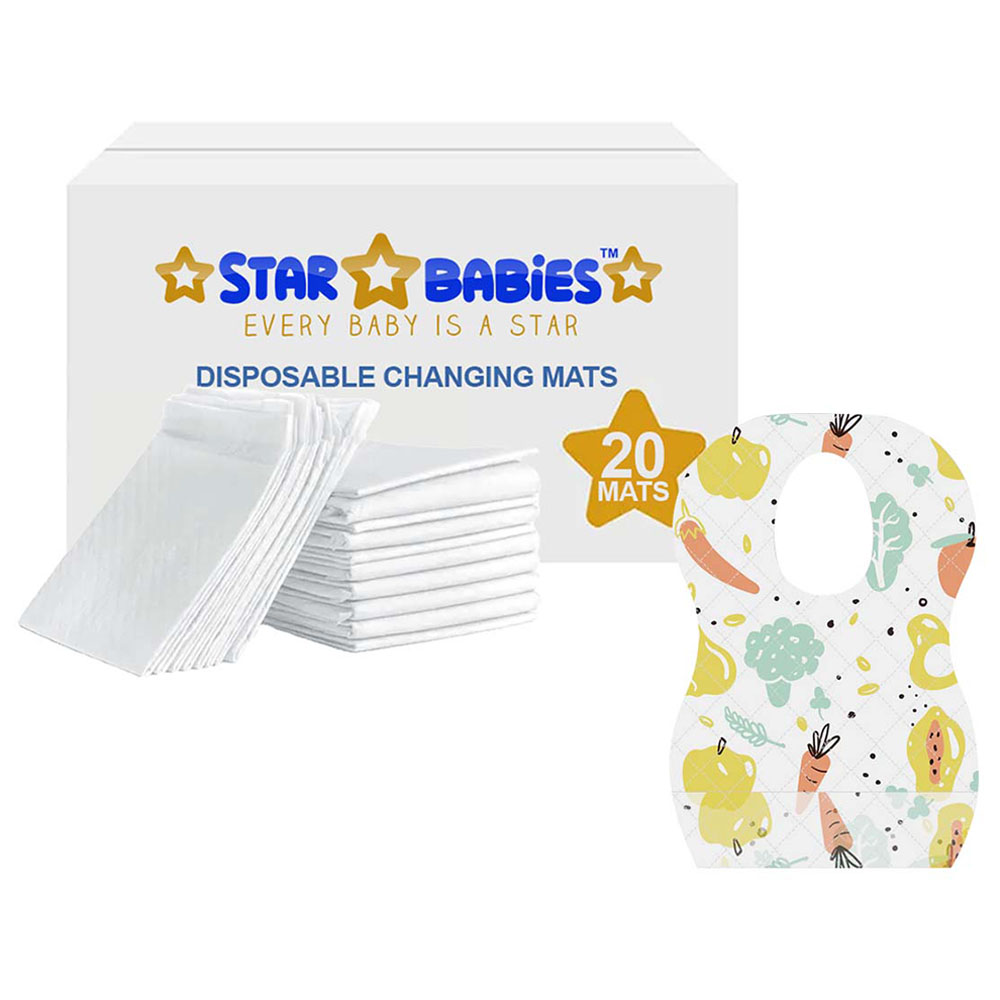 Star Babies - Disposable Bibs Fruits Print 20pcs With Changing Mat 20pcs - White