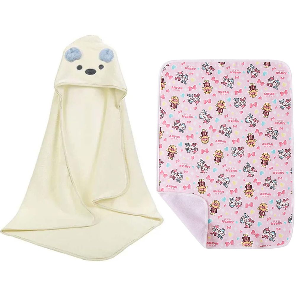 Star Babies - Microfiber Hooded Towel With Reusable Changing Mat - White/Pink