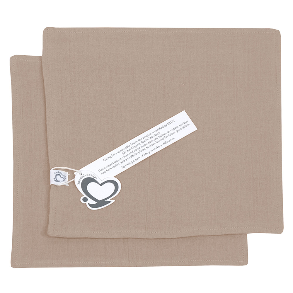 Me - Crinkle Muslin Organic Shaped Burp Towel - Nougat - 2 Pcs