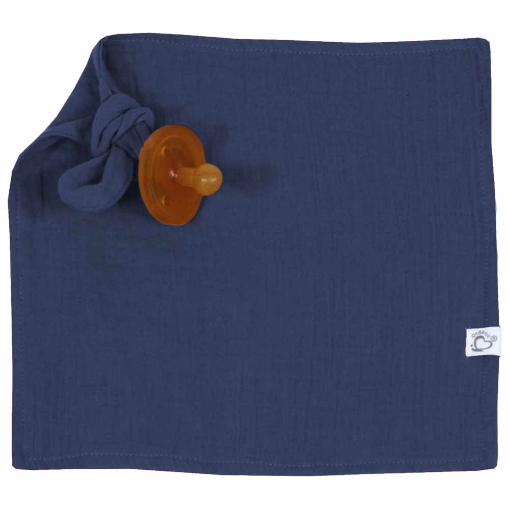 Me - Organic Pacifier Holder Snuggle - Crinkle Muslin - Midnight
