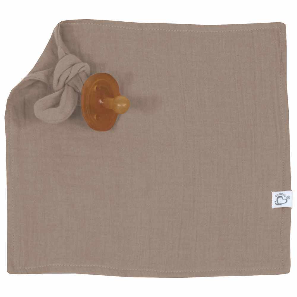 Me - Organic Pacifier Holder Snuggle - Crinkle Muslin - Nougat