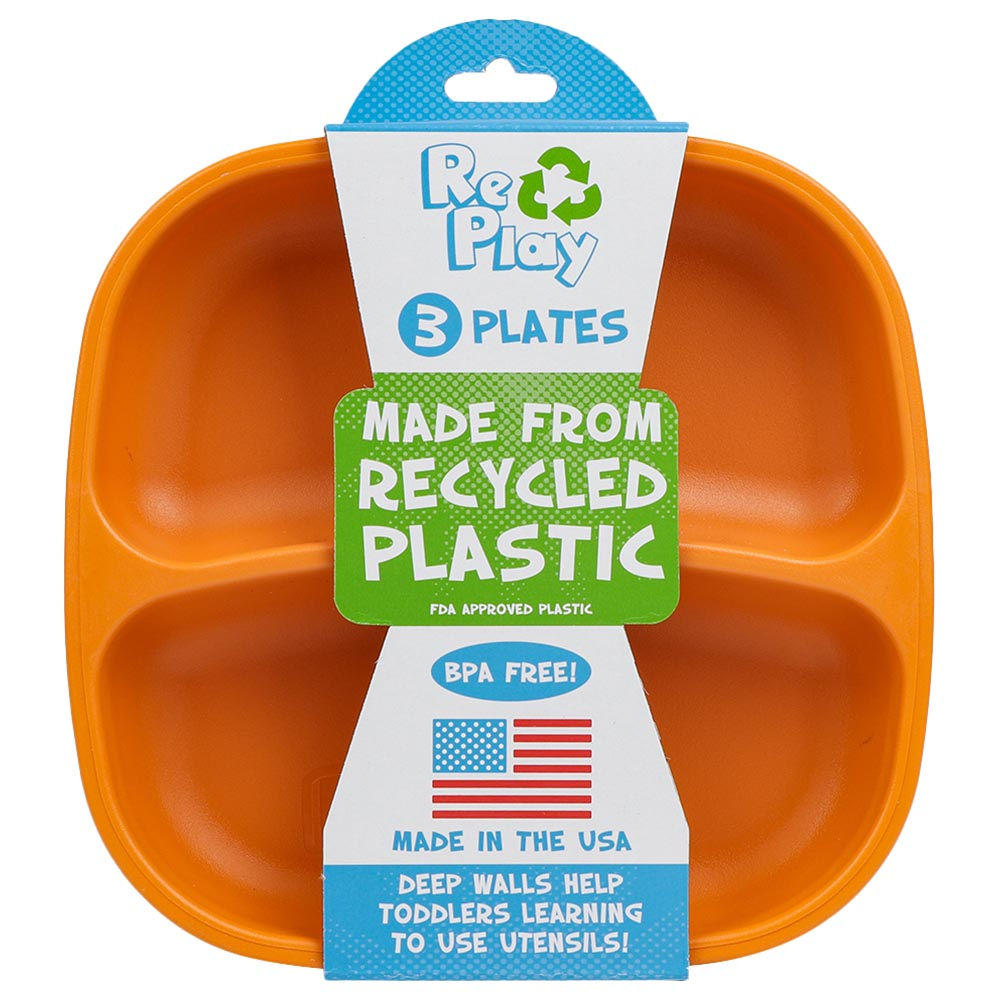 Re-play Packaged Divided Plates Pack of 3