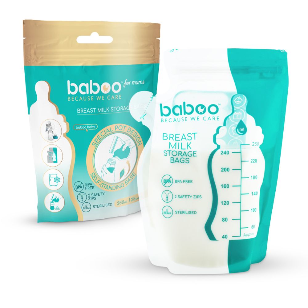 Baboo - Easy Pour Breast Milk Storage Bags - Clear - 25 Pcs - 250 ml