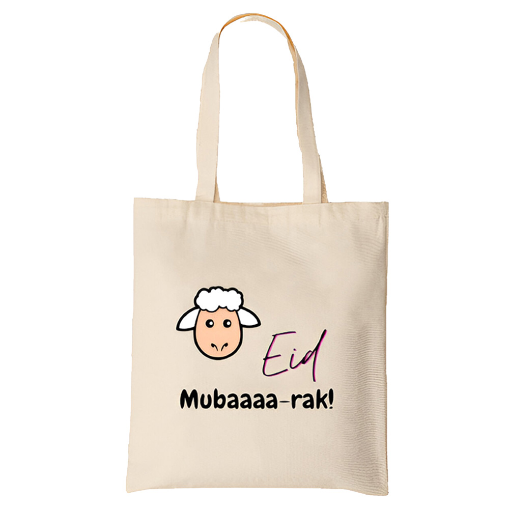 HilalFul - Eid Mubaaaa-rak Printed Tote Bag – English/Hindi