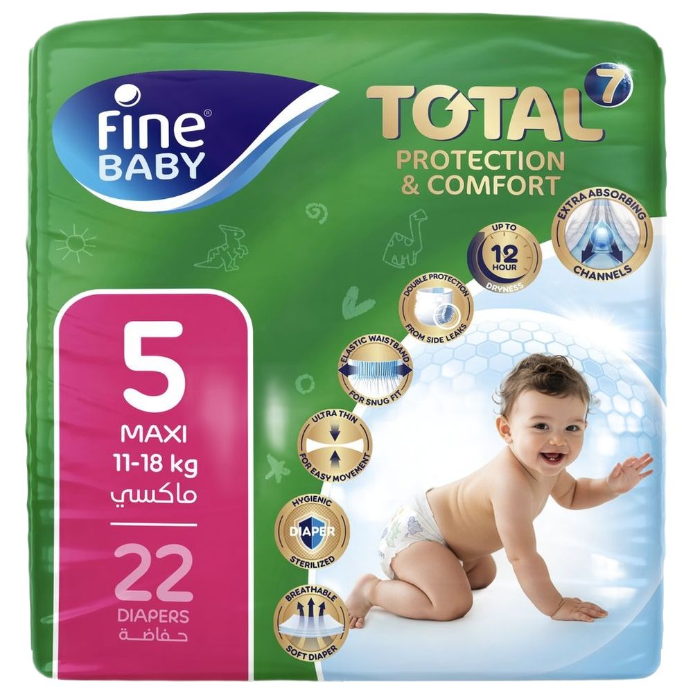 Fine Baby - Total 7 Diapers Size 5 Maxi 11-18kg - Pack of 22