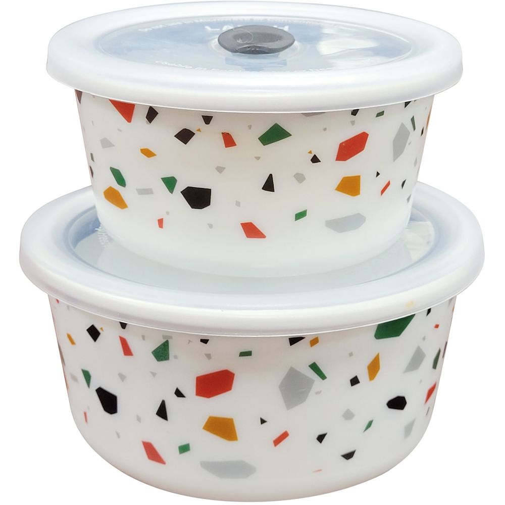 Borosil Storage Bowl With Lid Set - Confetti - 2 Pcs