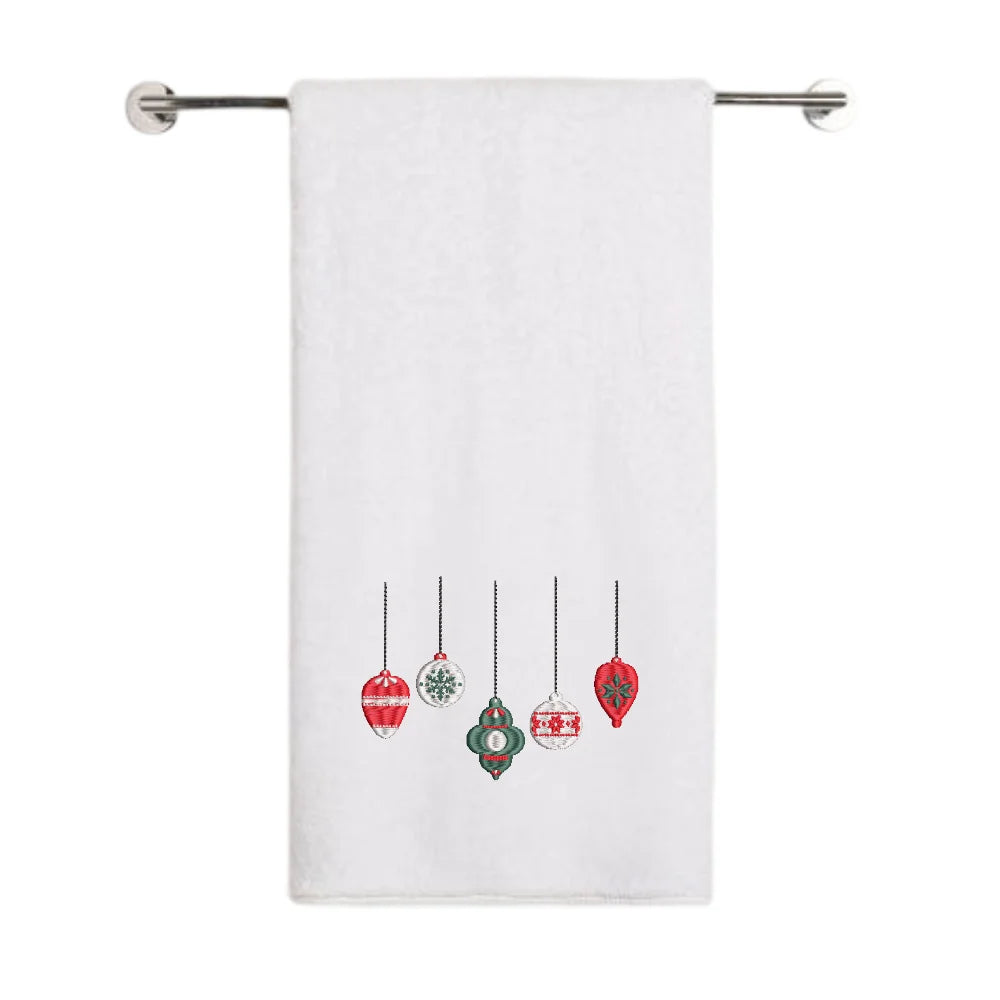 BYFT - Iris Embroidered Bath Towel - Christmas Ornament Set - 70x140 cm