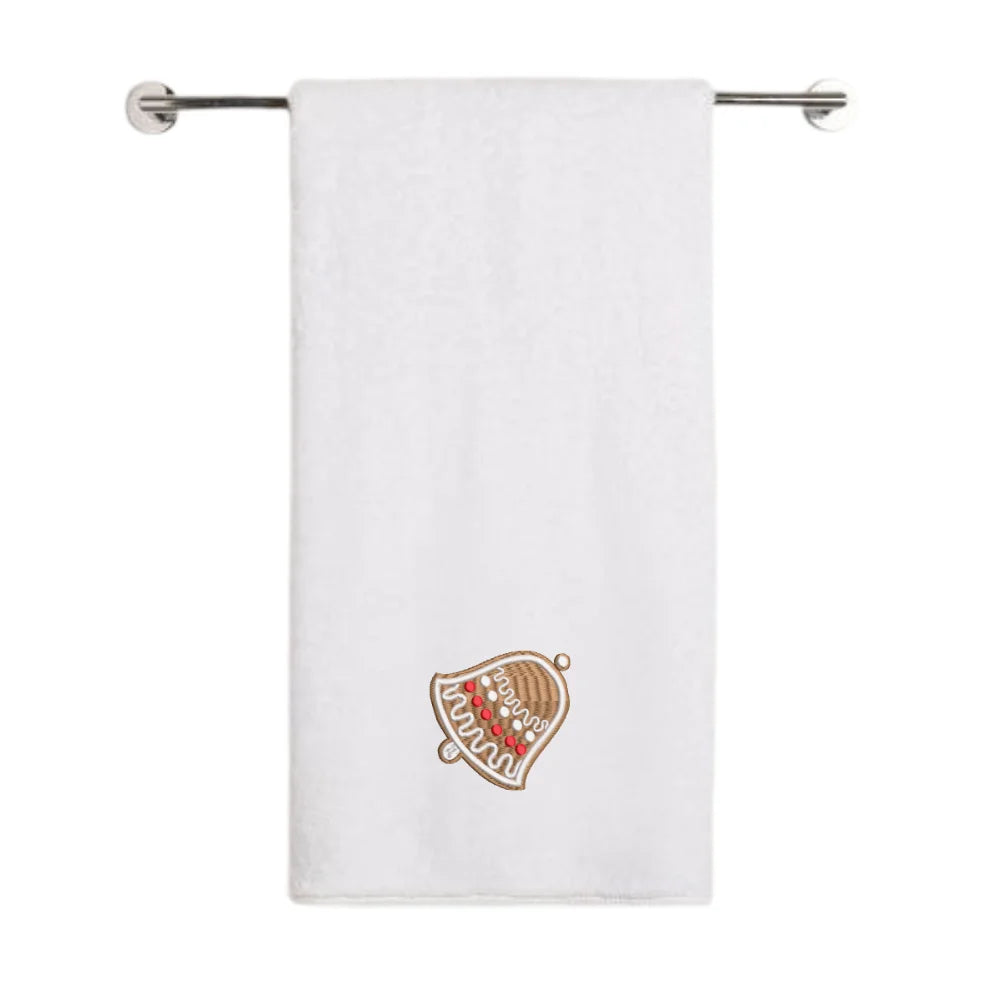 BYFT - Iris Embroidered Bath Towel - Gingerbread Bell Cookie - 70x140 cm