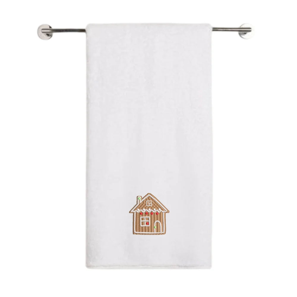 BYFT - Iris Embroidered Bath Towel - Gingerbread House Cookie - 70x140 cm