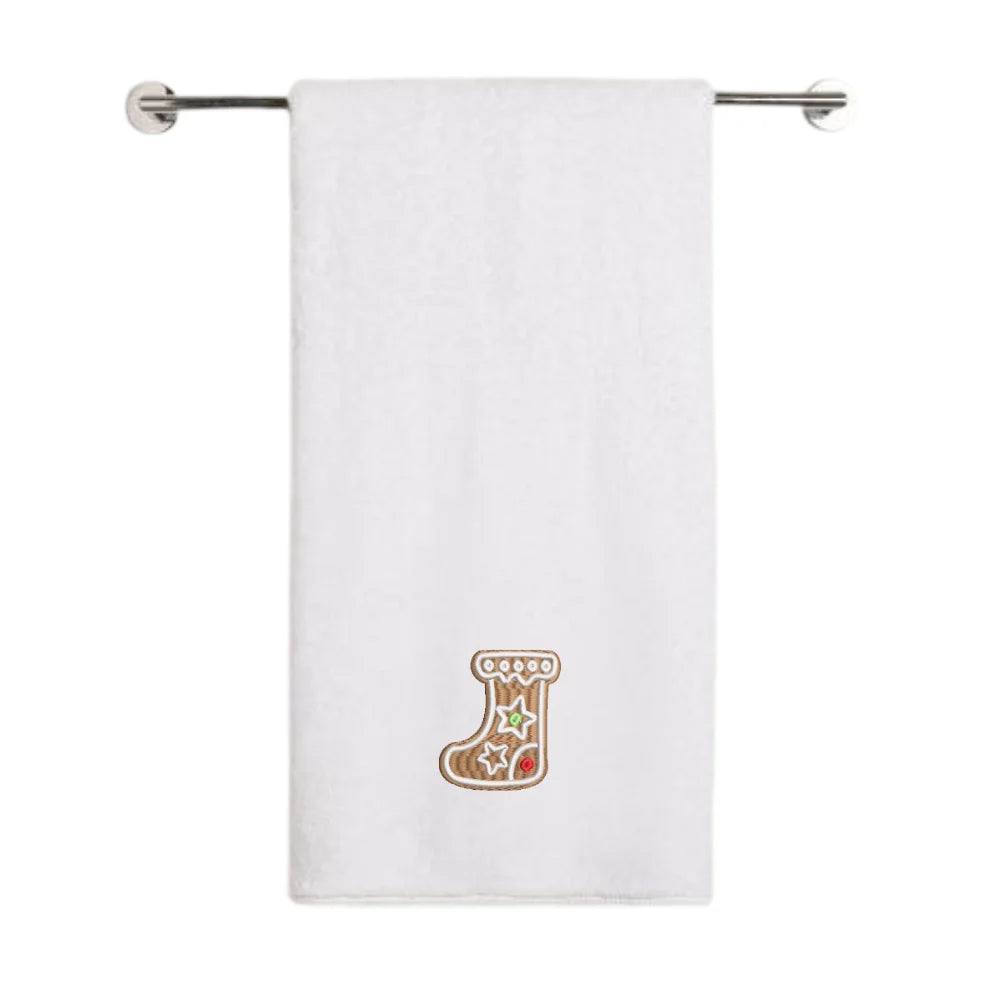 BYFT - Iris Embroidered Bath Towel - Gingerbread Stocking Cookie - 70x140 cm