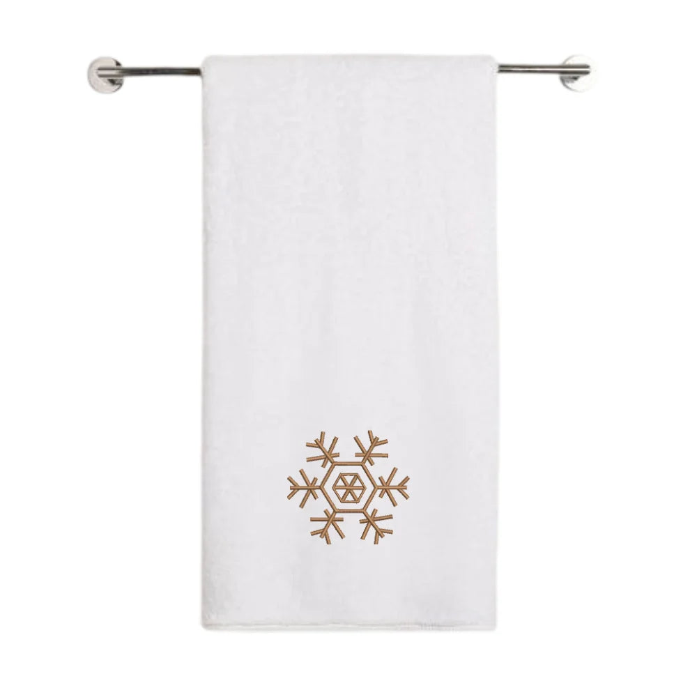 BYFT - Iris Embroidered Bath Towel - Minimal Snowflake Line - 70x140 cm