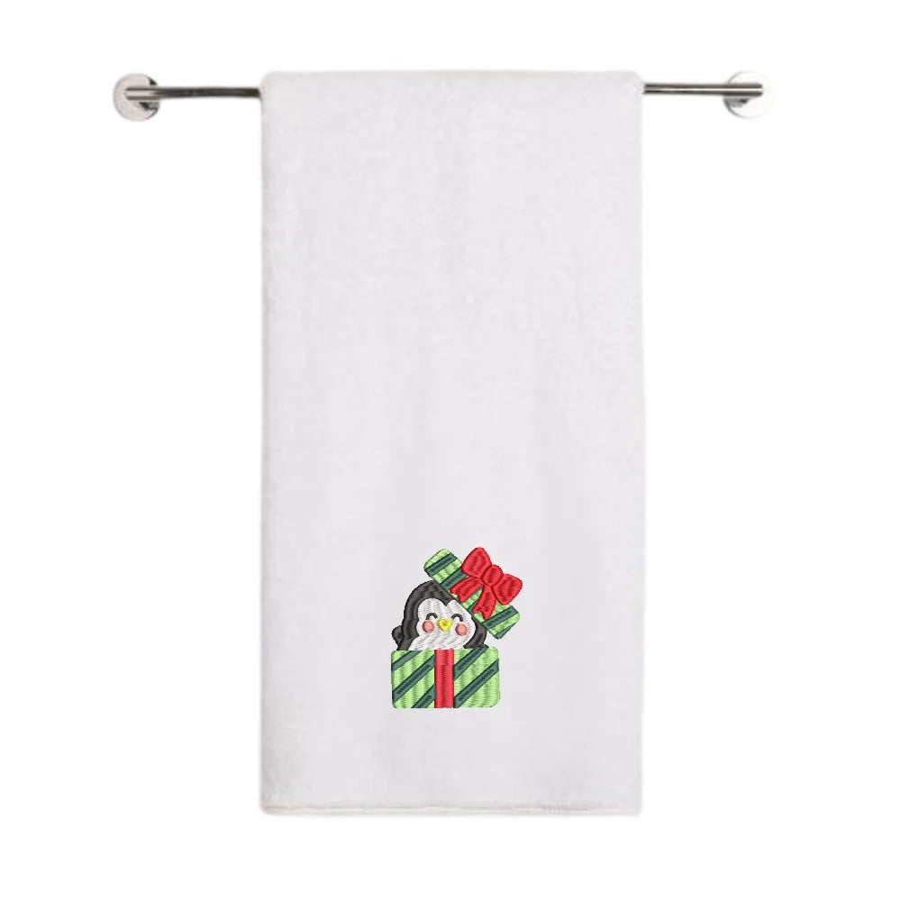 BYFT - Iris Embroidered Bath Towel - Penguin Gift Box - 70x140 cm
