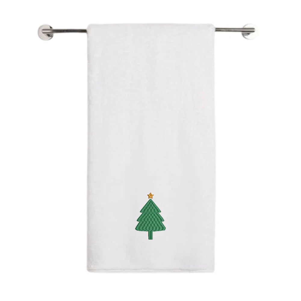 BYFT - Iris Embroidered Bath Towel - Christmas Tree With Star - 70x140 cm
