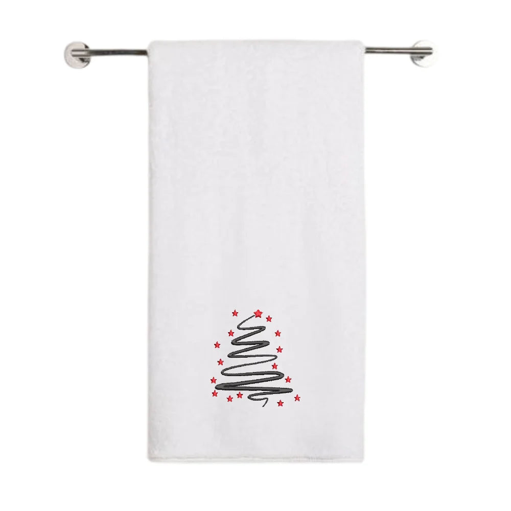 BYFT - Iris Embroidered Bath Towel - Starry Christmas Tree - 70x140 cm