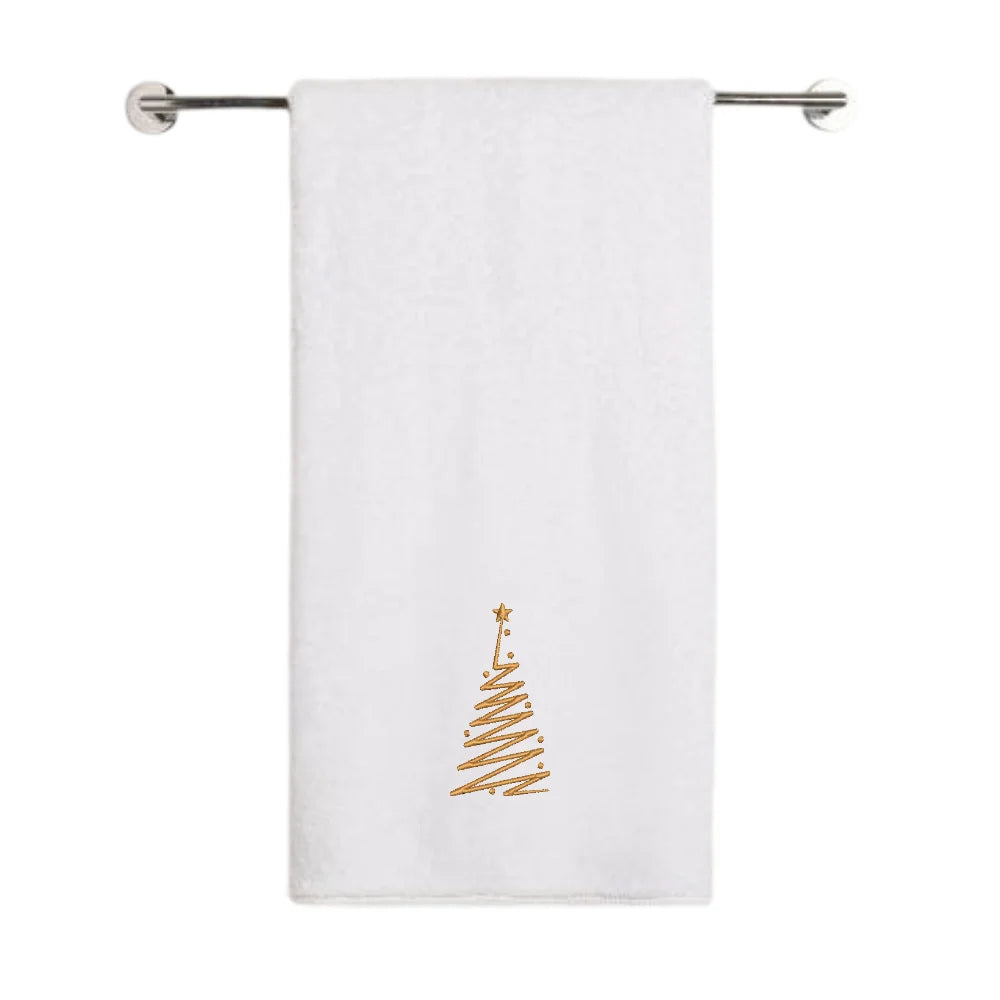 BYFT - Iris Embroidered Bath Towel - Zigzag Christmas Tree - 70x140 cm