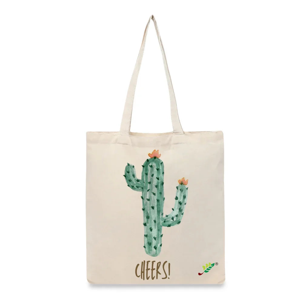 BYFT - Printed Carry-All Cotton Tote Bag - Cactus Cheers