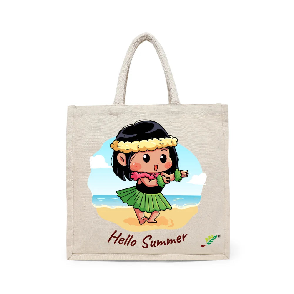 BYFT - Printed Carry-All Cotton Canvas Tote Bag - Little Island Dancer