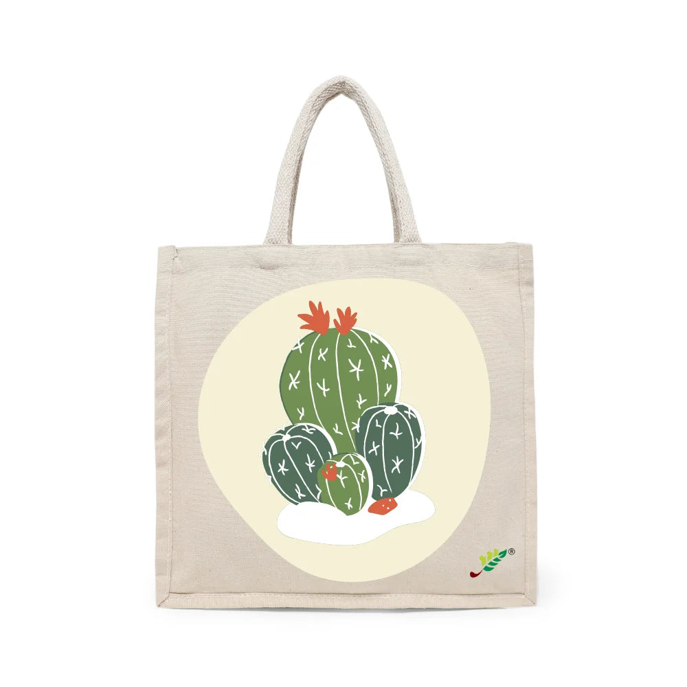 BYFT - Printed Carry-All Cotton Canvas Tote Bag - Cactus Cheers