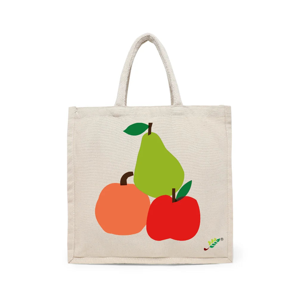 BYFT - Printed Carry-All Cotton Canvas Tote Bag - Fruit Stack