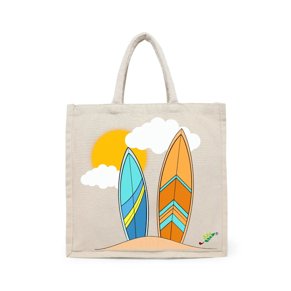 BYFT - Printed Carry-All Cotton Canvas Tote Bag - Surfboards