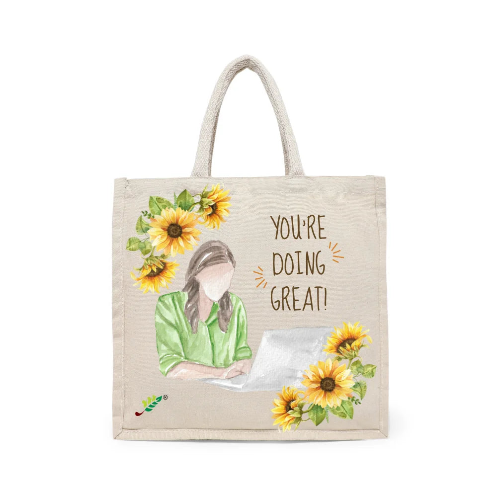 BYFT - Printed Carry-All Cotton Canvas Tote Bag - You're Doing Great 2