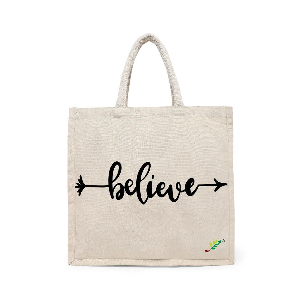 BYFT - Printed Carry-All Cotton Canvas Tote Bag - Believe