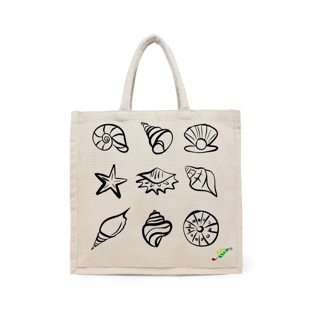 BYFT - Printed Carry-All Cotton Canvas Tote Bag - Ocean Gems